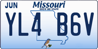 MO license plate YL4B6V