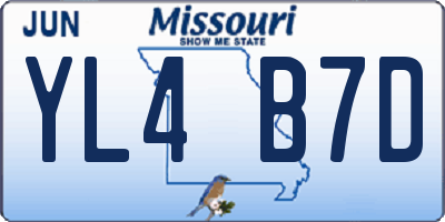 MO license plate YL4B7D
