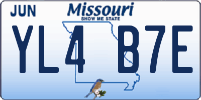 MO license plate YL4B7E