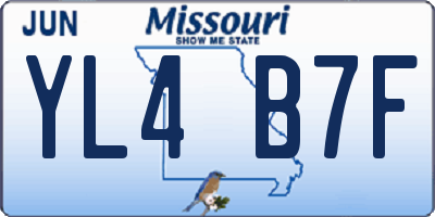MO license plate YL4B7F