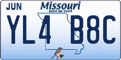 MO license plate YL4B8C
