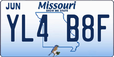 MO license plate YL4B8F