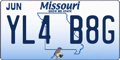 MO license plate YL4B8G