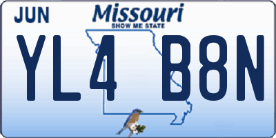 MO license plate YL4B8N