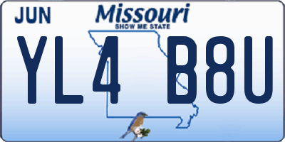 MO license plate YL4B8U