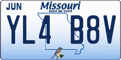 MO license plate YL4B8V