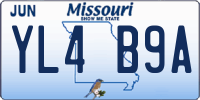 MO license plate YL4B9A