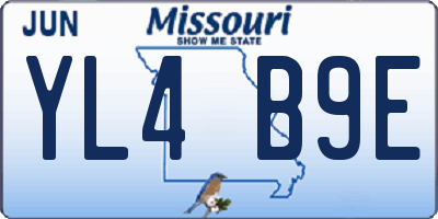 MO license plate YL4B9E