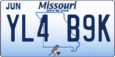 MO license plate YL4B9K