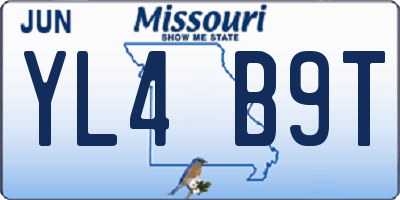 MO license plate YL4B9T