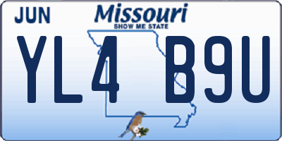 MO license plate YL4B9U