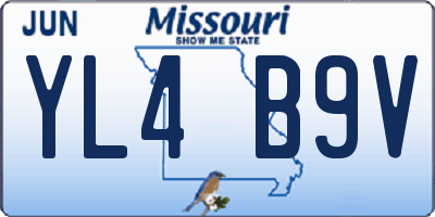 MO license plate YL4B9V
