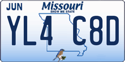 MO license plate YL4C8D