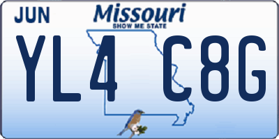 MO license plate YL4C8G