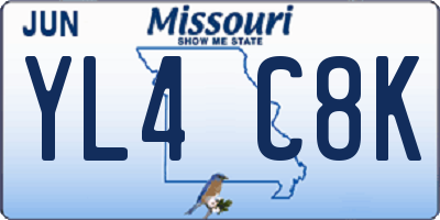 MO license plate YL4C8K
