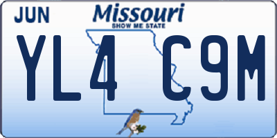 MO license plate YL4C9M
