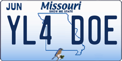 MO license plate YL4D0E