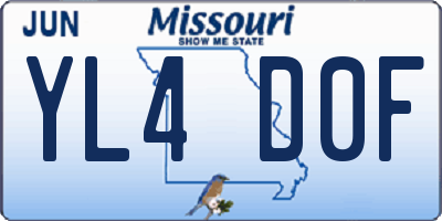 MO license plate YL4D0F