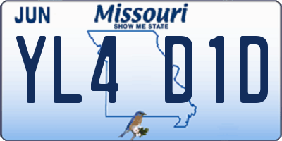 MO license plate YL4D1D