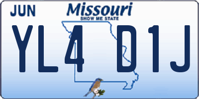 MO license plate YL4D1J