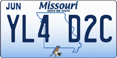 MO license plate YL4D2C