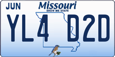 MO license plate YL4D2D