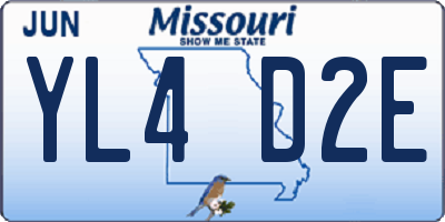 MO license plate YL4D2E