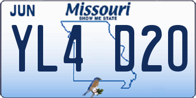MO license plate YL4D2O