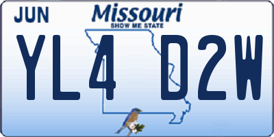 MO license plate YL4D2W