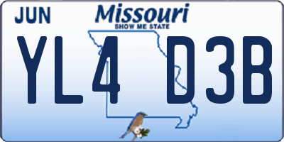 MO license plate YL4D3B