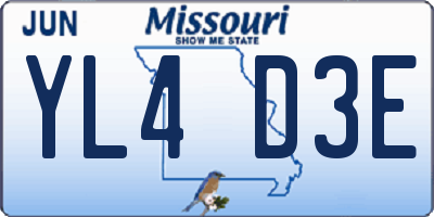 MO license plate YL4D3E