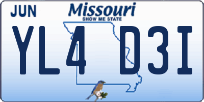 MO license plate YL4D3I