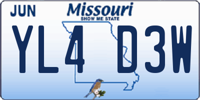 MO license plate YL4D3W