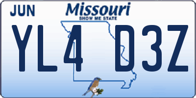 MO license plate YL4D3Z