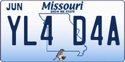 MO license plate YL4D4A