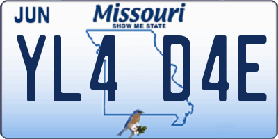 MO license plate YL4D4E