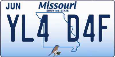 MO license plate YL4D4F