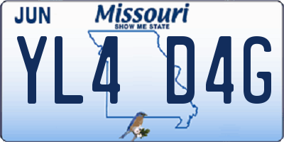 MO license plate YL4D4G