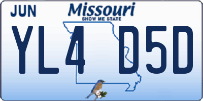 MO license plate YL4D5D