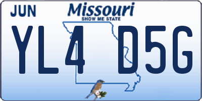 MO license plate YL4D5G