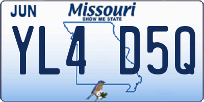 MO license plate YL4D5Q