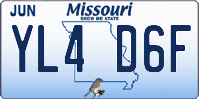 MO license plate YL4D6F