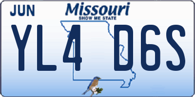 MO license plate YL4D6S