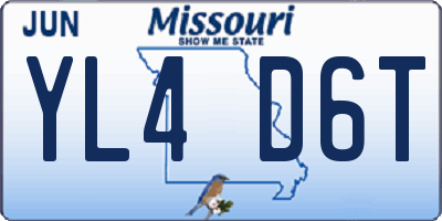 MO license plate YL4D6T