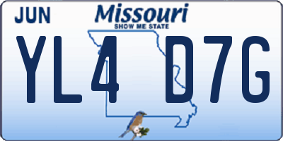 MO license plate YL4D7G