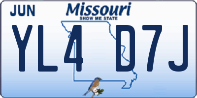 MO license plate YL4D7J
