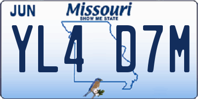 MO license plate YL4D7M