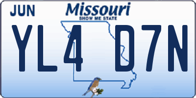 MO license plate YL4D7N