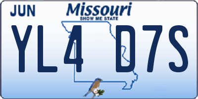 MO license plate YL4D7S
