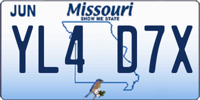 MO license plate YL4D7X